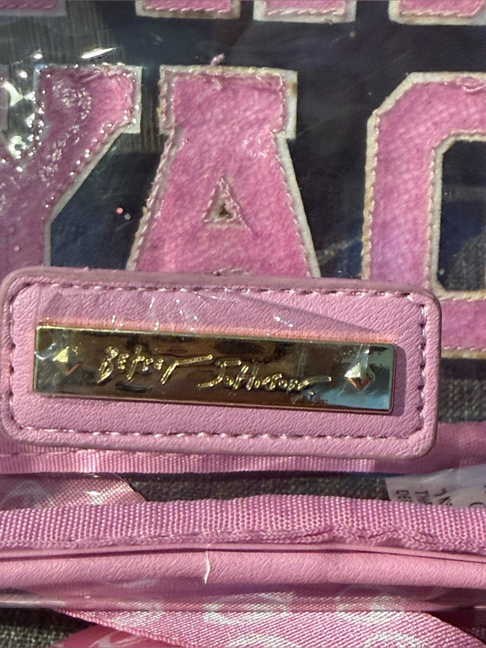 Betsey Johnson Pink GAME DAY Clear Crossbody Bag with Strap-nwot - Picture 6 of 7
